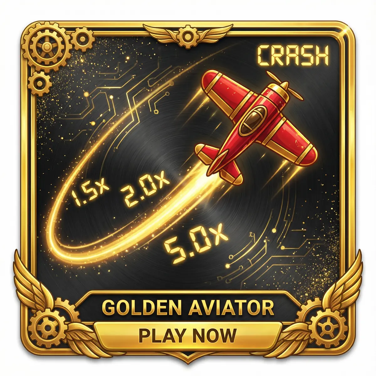 Juego Aviator con avión rojo y multiplicadores dorados